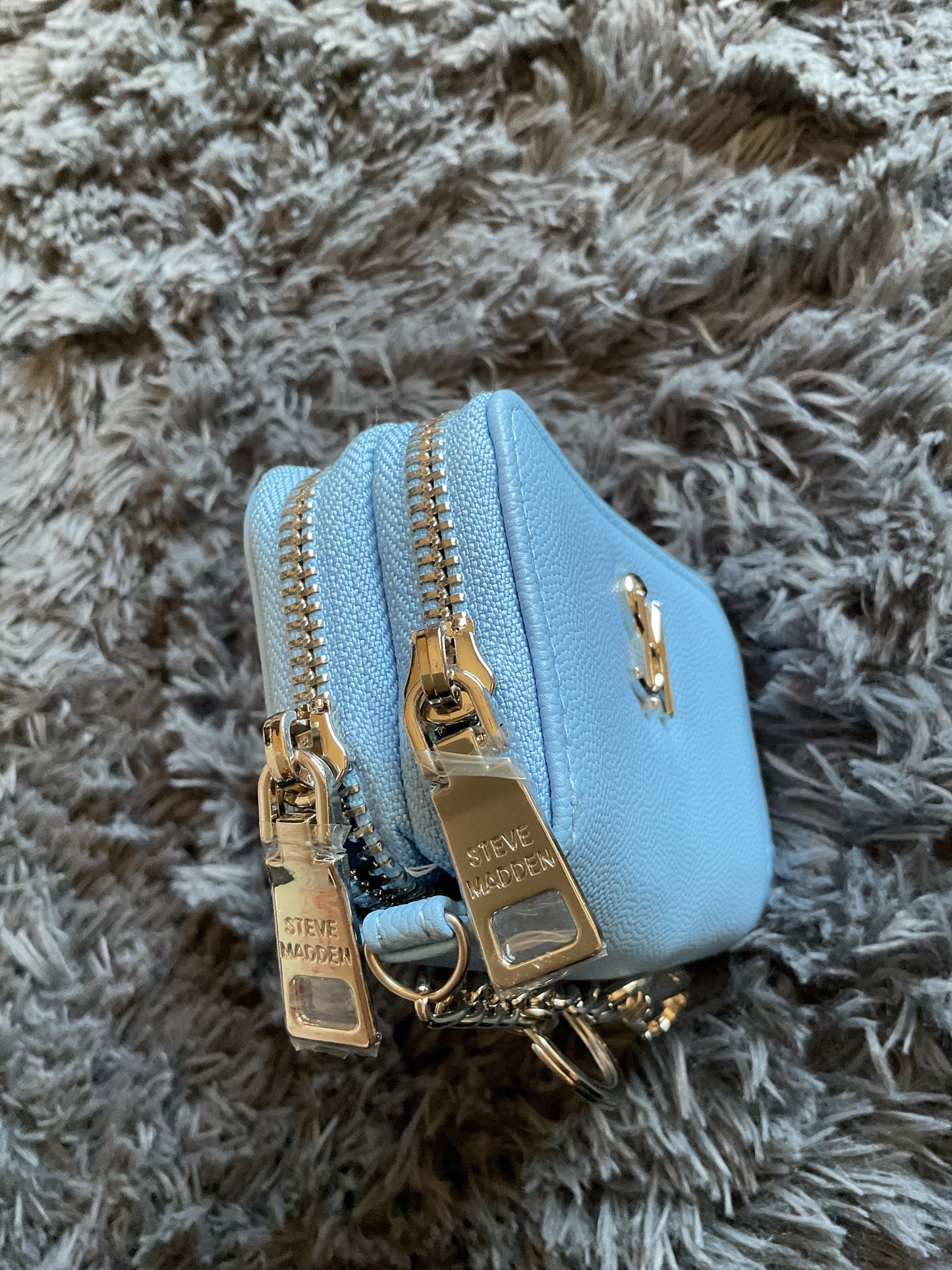 Steve Madden dbl Zip Wallet cornflower blue
