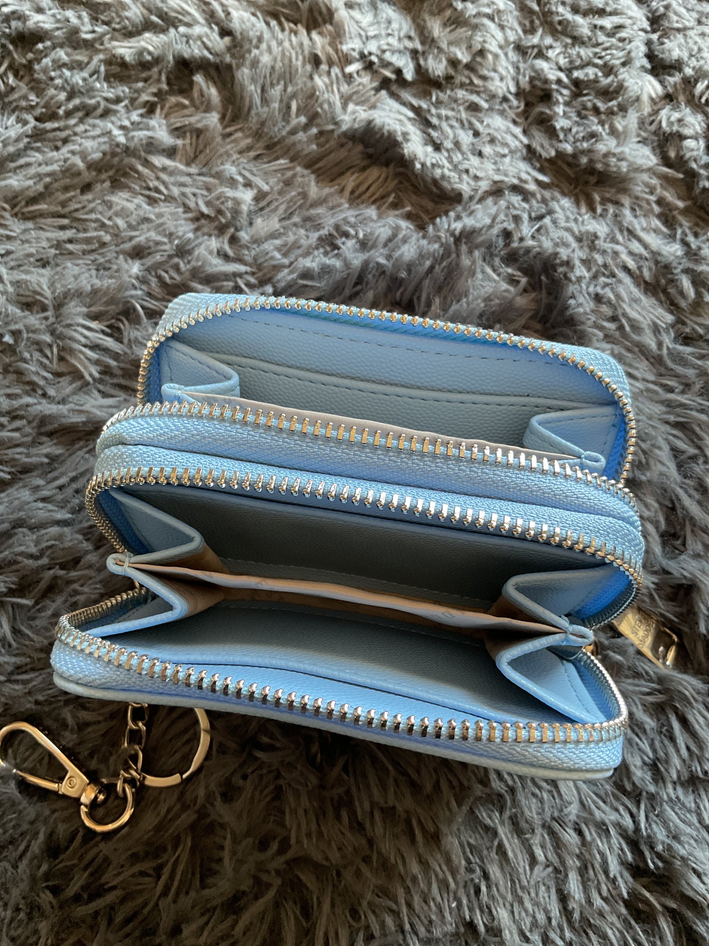 Steve Madden dbl Zip Wallet cornflower blue