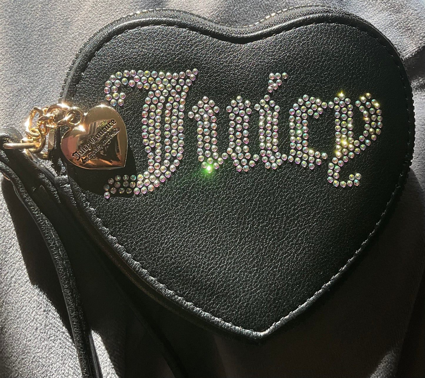 Juicy blk heart bling wristlet