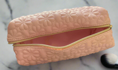 Pink Flower Makeup Bag w/Gold zipper