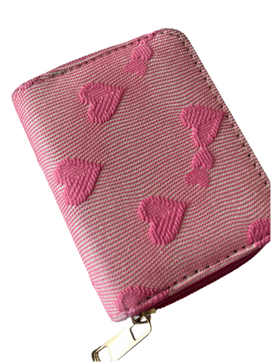 Pink hearts card wallet