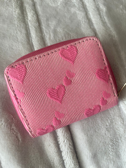 Pink hearts card wallet