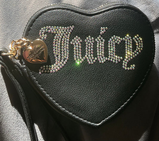 Juicy blk heart bling wristlet